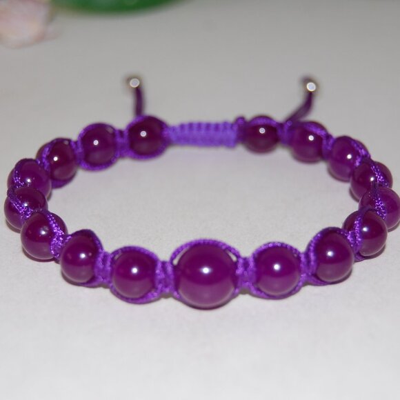 Burgundy Bracelet,Gemstone Bracelet,Drawstring Shamballa Bracelet,Gift - Picture 3 of 3